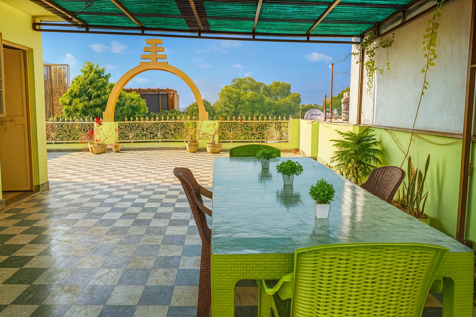 Rooftop terrace sunrise view